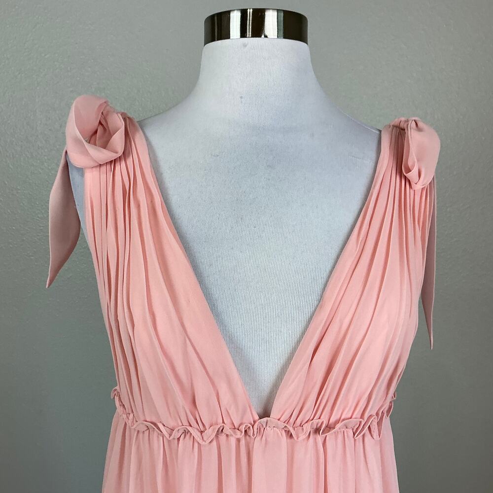 Mac Duggal 70188 Pink Maxi Dress Ruffled Chiffon Sleeveless V-Neck Gown Size 4 - Picture 8 of 12